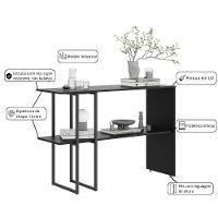 Aparador Para Sala Estar 2 Prateleiras Mexico Preto - 2