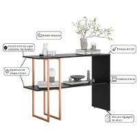 Aparador Para Sala Estar 2 Prateleiras Mexico Preto Cobre - 2