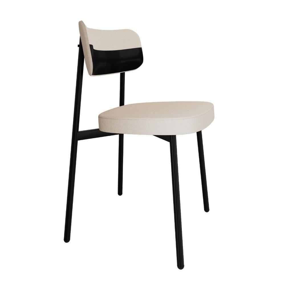 Cadeira Alloa Fixa Com 4 Pés 50 X 44,7 X 83,8 Cm Com 4 Un. Corriente Palha- Courino Preto - 2