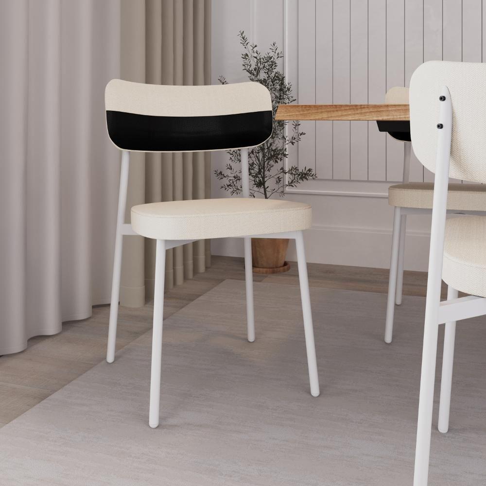 Cadeira Alloa Fixa Com 4 Pés 50 X 44,7 X 83,8 Cm Com 4 Un. Corriente Palha- Courino Preto - 3