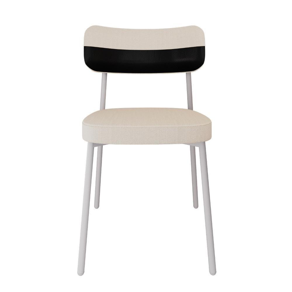 Cadeira Alloa Fixa Com 4 Pés 50 X 44,7 X 83,8 Cm Com 4 Un. Corriente Palha- Courino Preto - 5