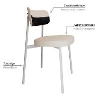 Cadeira Alloa Fixa Com 4 Pés 50 X 44,7 X 83,8 Cm Com 4 Un. Corriente Palha- Courino Preto