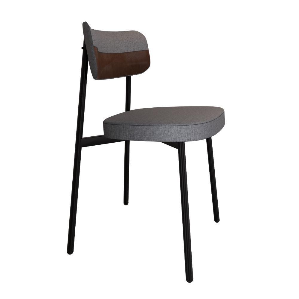 Cadeira Alloa Fixa Com 4 Pés 50 X 44,7 X 83,8 Cm Com 4 Un. Corriente Cinza - Courino Whisky - 2