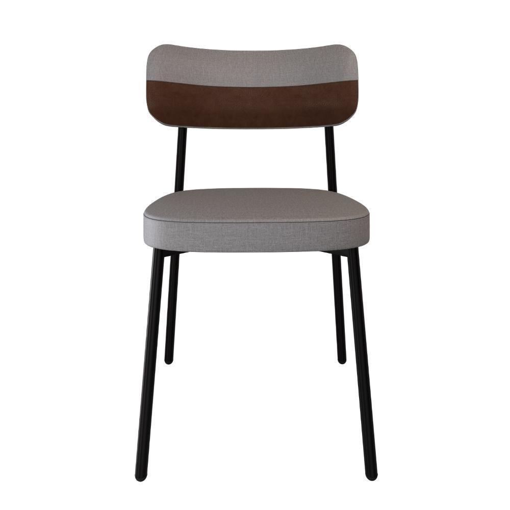 Cadeira Alloa Fixa Com 4 Pés 50 X 44,7 X 83,8 Cm Com 4 Un. Corriente Cinza - Courino Whisky - 5