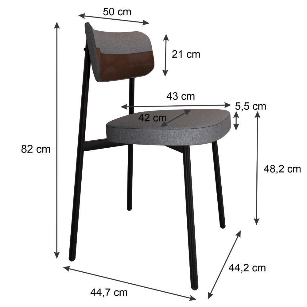 Cadeira Alloa Fixa Com 4 Pés 50 X 44,7 X 83,8 Cm Com 4 Un. Corriente Cinza - Courino Whisky - 7