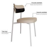 Cadeira Alloa Fixa Com 4 Pés 50 X 44,7 X 83,8 Cm Com 4 Un. Corriente Areia- Courino Preto - 3