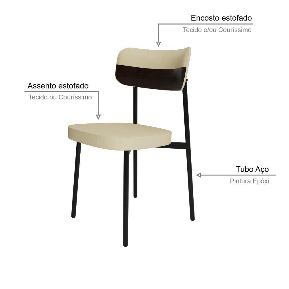 Cadeira Alloa Fixa Com 4 Pés 50 X 44,7 X 83,8 Cm Com 4 Un. Corriente Areia- Courino Café - 4