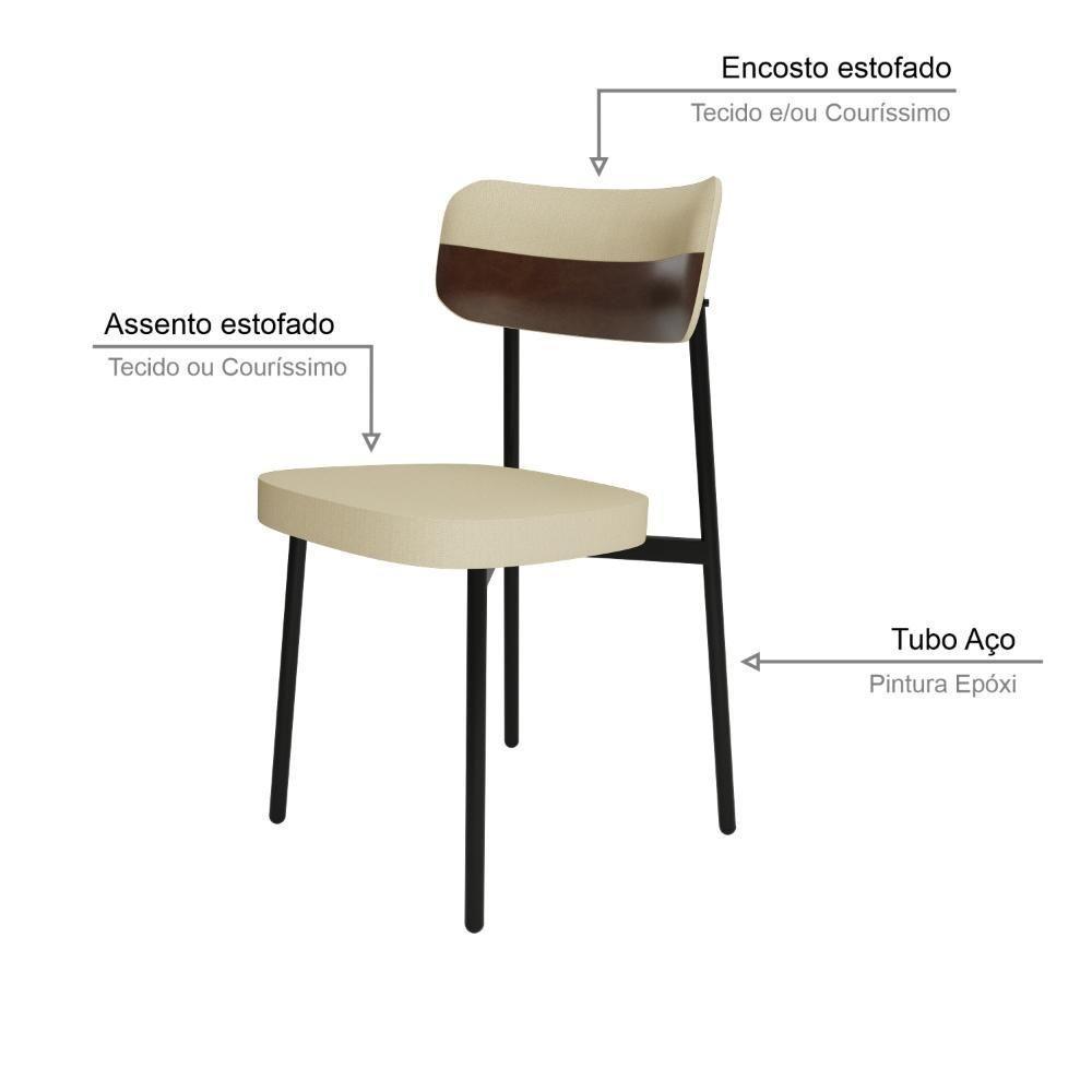 Cadeira Alloa Fixa Com 4 Pés 50 X 44,7 X 83,8 Cm Com 4 Un. Corriente Areia Courino Whisky - 4