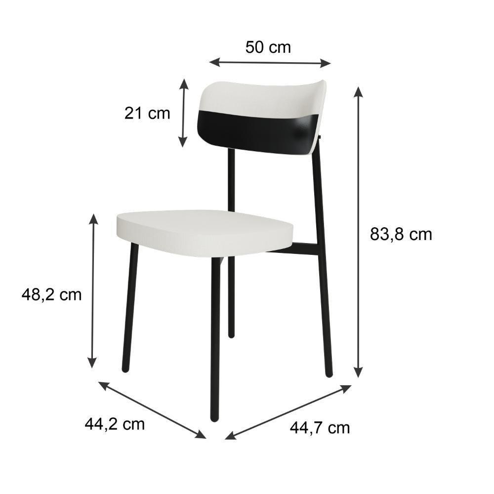 Cadeira Alloa Fixa Com 4 Pés 50 X 44,7 X 83,8 Cm Com 1 Un. Corriente Palha- Courino Preto - 6