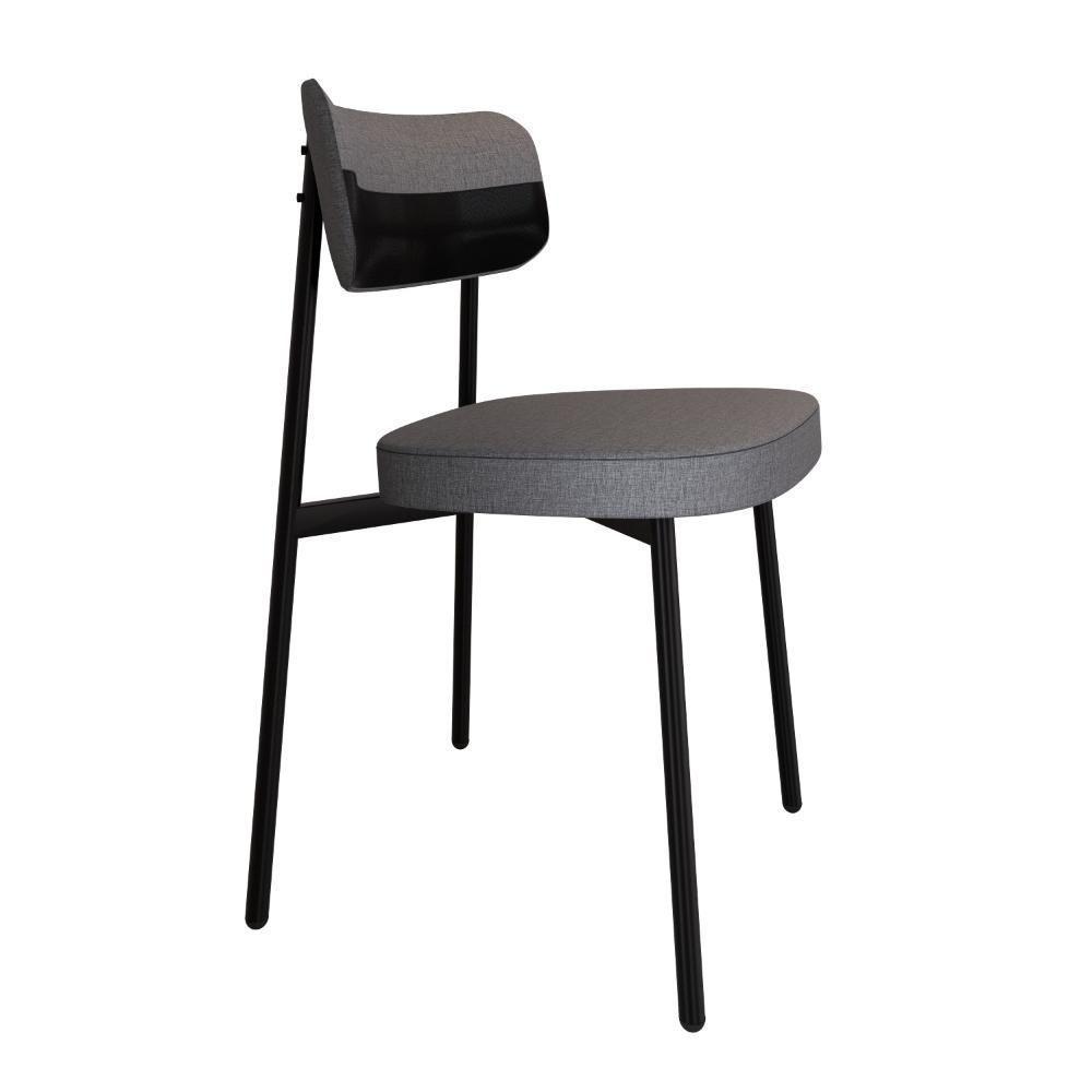 Cadeira Alloa Fixa Com 4 Pés 50 X 44,7 X 83,8 Cm Com 1 Un. Corriente Cinza - Courino Preto - 1