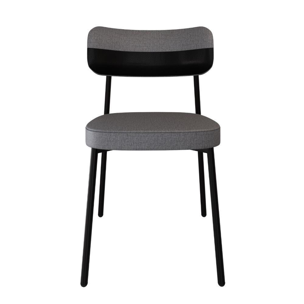 Cadeira Alloa Fixa Com 4 Pés 50 X 44,7 X 83,8 Cm Com 1 Un. Corriente Cinza - Courino Preto - 3