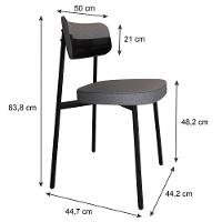 Cadeira Alloa Fixa Com 4 Pés 50 X 44,7 X 83,8 Cm Com 1 Un. Corriente Cinza - Courino Preto - 5