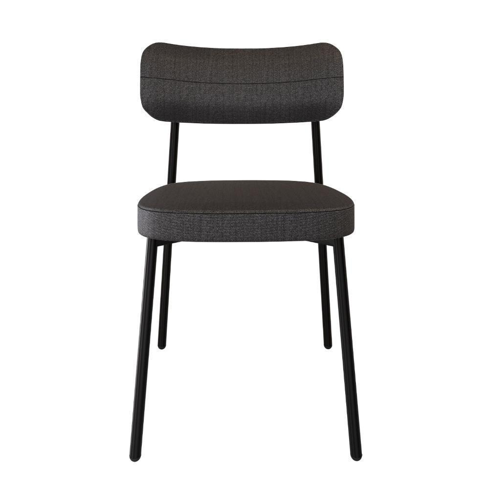 Cadeira Alloa Fixa Com 4 Pés 50 X 44,7 X 83,8 Cm Com 1 Un. - Corriente Grafite - Preto Epoxi - 4