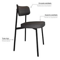 Cadeira Alloa Fixa Com 4 Pés 50 X 44,7 X 83,8 Cm Com 1 Un. - Corriente Grafite - Preto Epoxi - 3