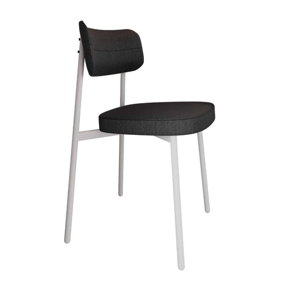 Cadeira Alloa Fixa Com 4 Pés 50 X 44,7 X 83,8 Cm Com 1 Un. Pés Brancos - Corriente Grafite - Branco Epoxi - 1