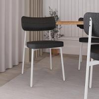 Cadeira Alloa Fixa Com 4 Pés 50 X 44,7 X 83,8 Cm Com 1 Un. Pés Brancos - Corriente Grafite - Branco Epoxi - 2