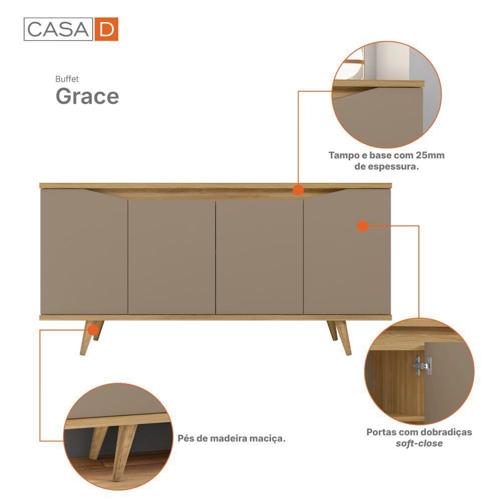 Buffet Aparador Para Sala Luxemburgo Fendi Hannover - 6