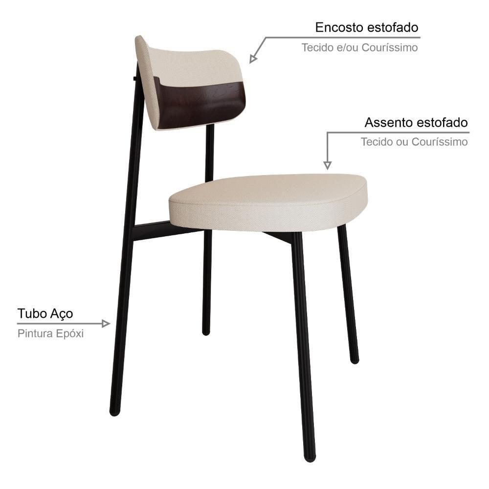 Cadeira De Jantar Alloa Corriente Palha- Courino Café - Est. Preta - 3