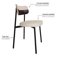 Cadeira De Jantar Alloa Corriente Palha- Courino Café - Est. Preta - 3