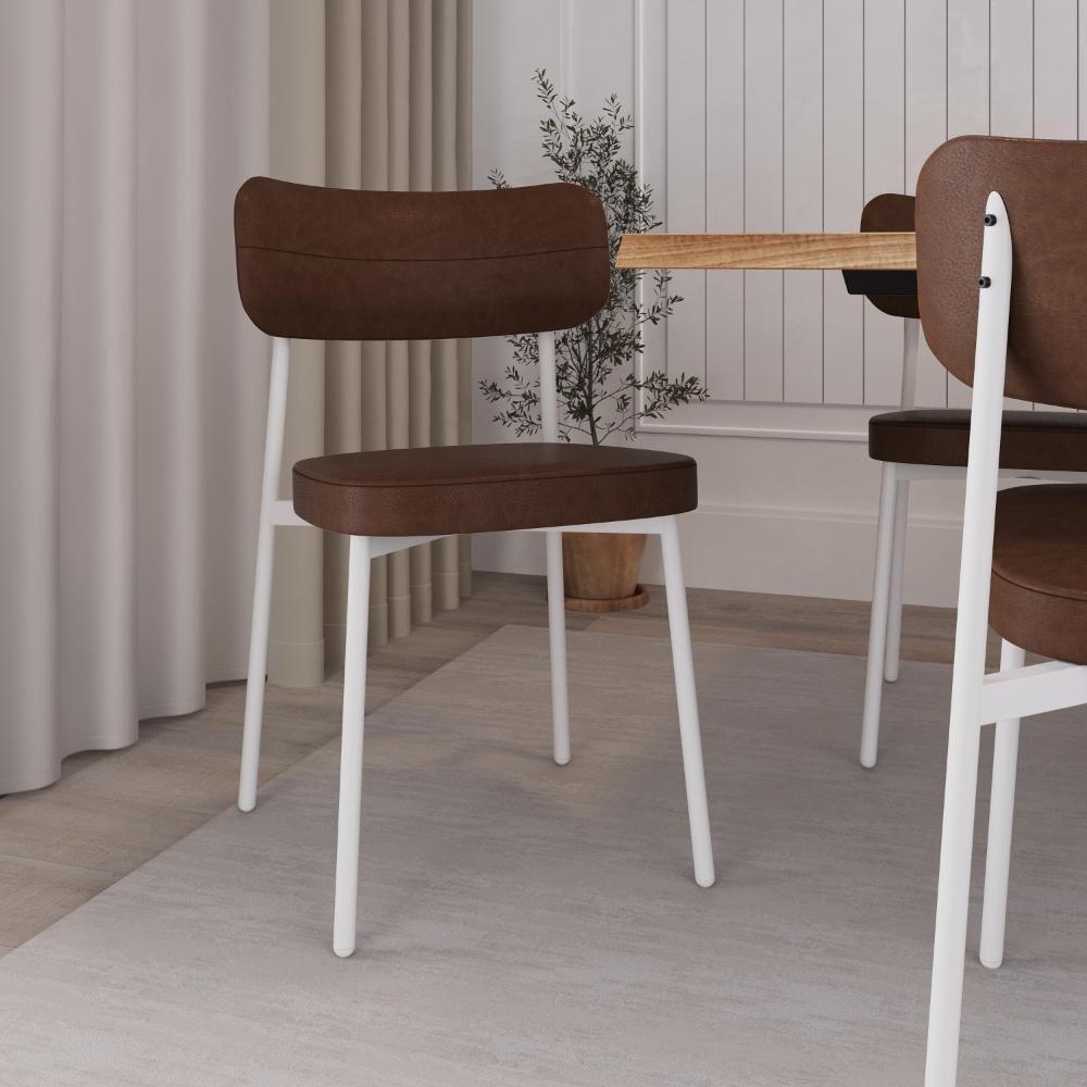 Cadeira De Jantar Alloa Courino Whisky - Est. Branca Courino Whisky - 2