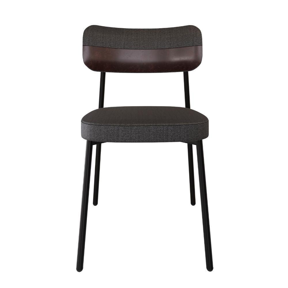 Cadeira De Jantar Alloa Corriente Grafite- Courino Café - Est. Preta - 4