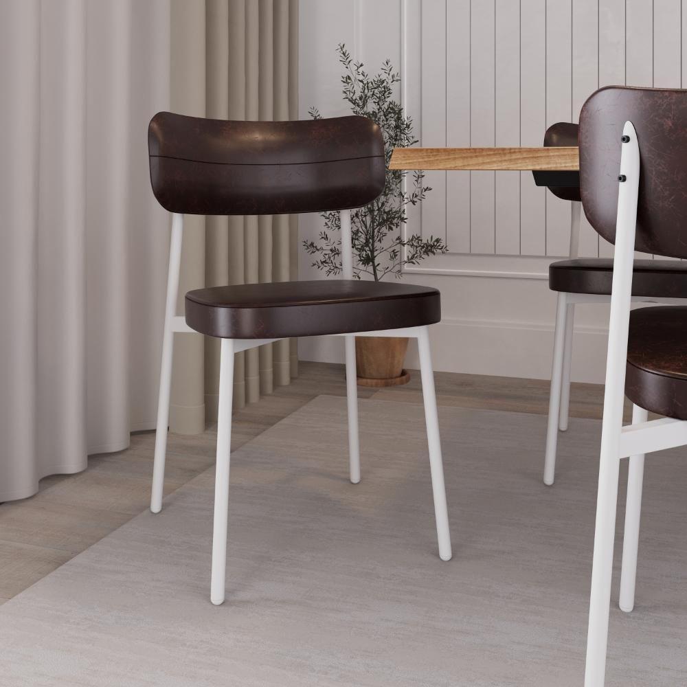 Cadeira Alloa Fixa Com 4 Pés 50 X 44,7 X 83,8 Cm Com 6 Un. Courino Café Courino Café - 3