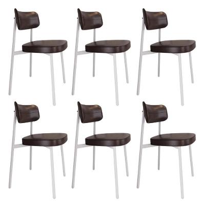 Cadeira Alloa Fixa Com 4 Pés 50 X 44,7 X 83,8 Cm Com 6 Un. Courino Café Courino Café