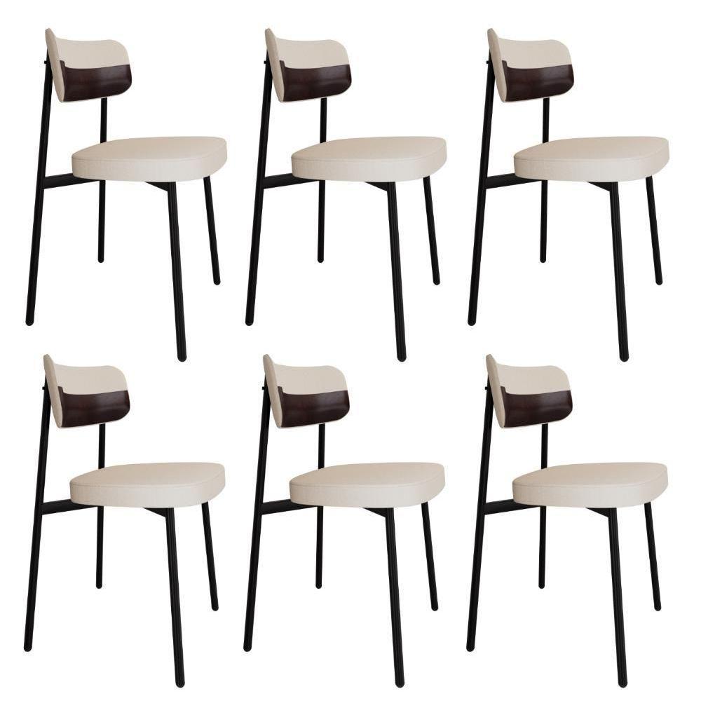 Cadeira Alloa Fixa Com 4 Pés 50 X 44,7 X 83,8 Cm Com 6 Un. Corriente Palha- Courino Café - 1