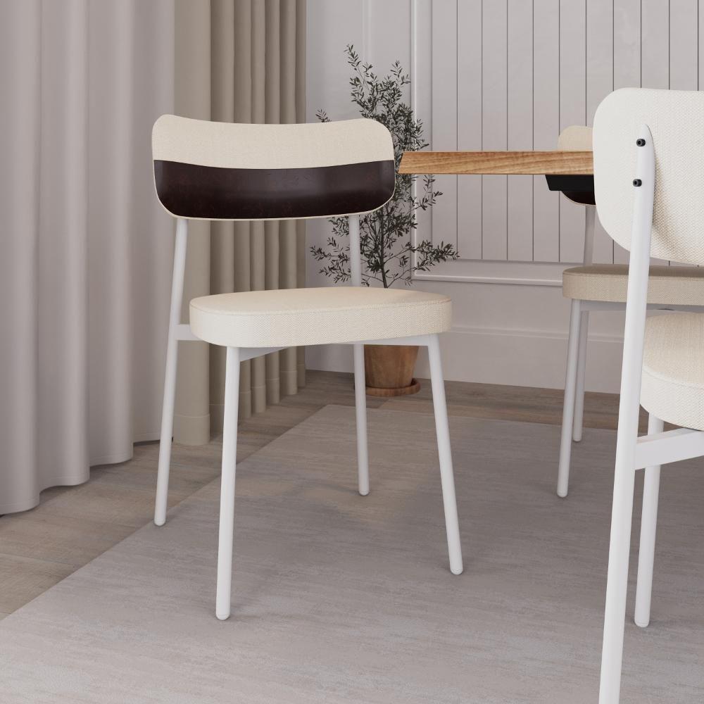 Cadeira Alloa Fixa Com 4 Pés 50 X 44,7 X 83,8 Cm Com 6 Un. Corriente Palha- Courino Café - 2