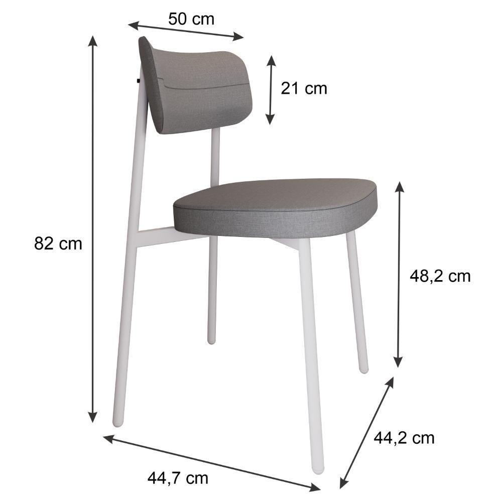 Cadeira Alloa Fixa Com 4 Pés 50 X 44,7 X 83,8 Cm Com 6 Un. Corriente Cinza Claro - 7