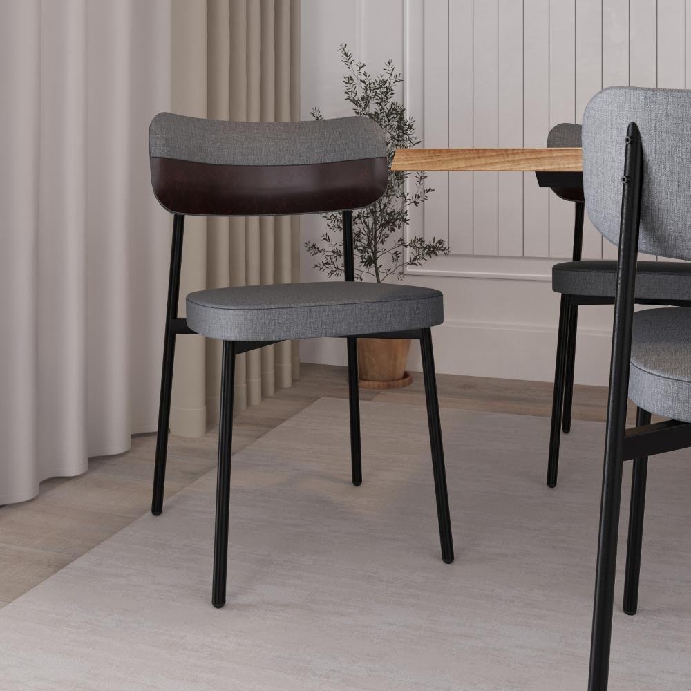 Cadeira Alloa Fixa Com 4 Pés 50 X 44,7 X 83,8 Cm Com 6 Un. Corriente Cinza - Courino Café - 3