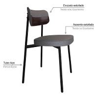 Cadeira Alloa Fixa Com 4 Pés 50 X 44,7 X 83,8 Cm Com 6 Un. Corriente Cinza - Courino Café