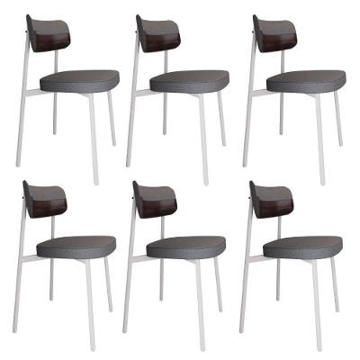 Cadeira Alloa Fixa Com 4 Pés 50 X 44,7 X 83,8 Cm Com 6 Un. Corriente Cinza - Courino Café