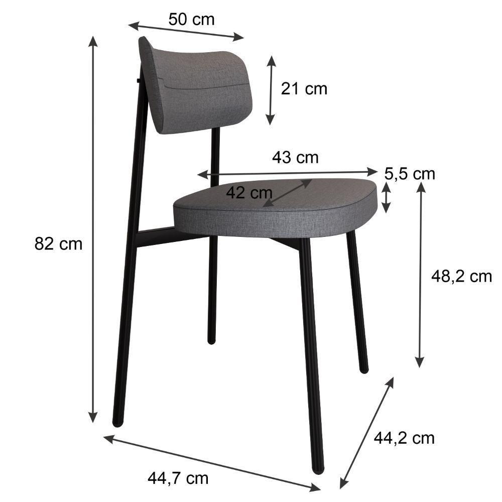 Cadeira Alloa Fixa Com 4 Pés 50 X 44,7 X 83,8 Cm Com 6 Un. Corriente Cinza - 7