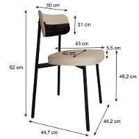 Cadeira Alloa Fixa Com 4 Pés 50 X 44,7 X 83,8 Cm Com 6 Un. Corriente Areia- Courino Preto - 7