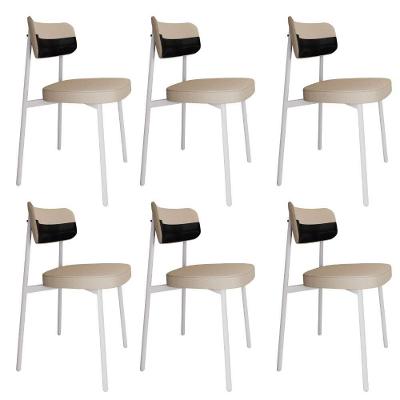 Cadeira Alloa Fixa Com 4 Pés 50 X 44,7 X 83,8 Cm Com 6 Un. Corriente Areia- Courino Preto