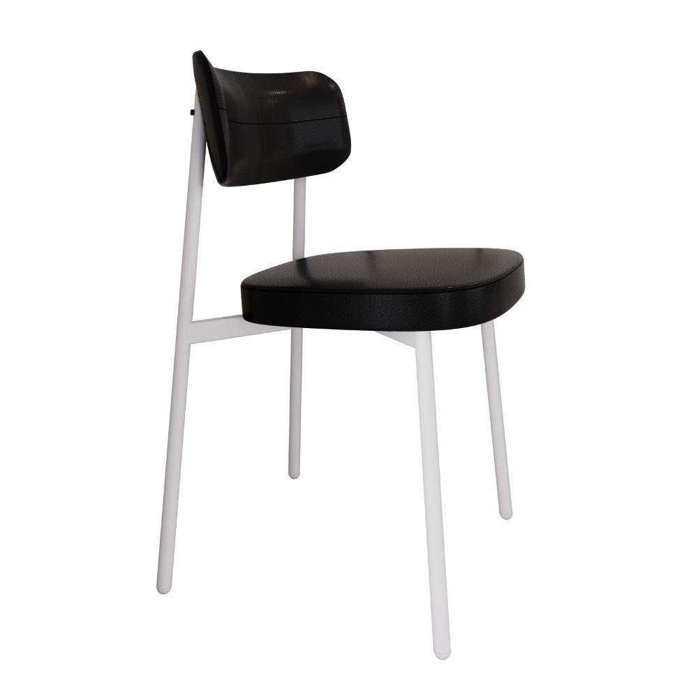 Cadeira Alloa Fixa Com 4 Pés 50 X 44,7 X 83,8 Cm Com 4 Un. Courino Preto - 2