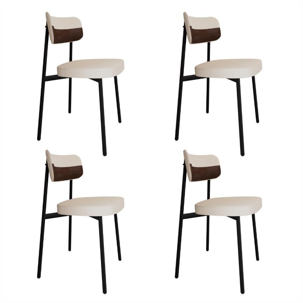 Cadeira Alloa Fixa Com 4 Pés 50 X 44,7 X 83,8 Cm Com 4 Un. Corriente Palha- Courino Whisky - 1