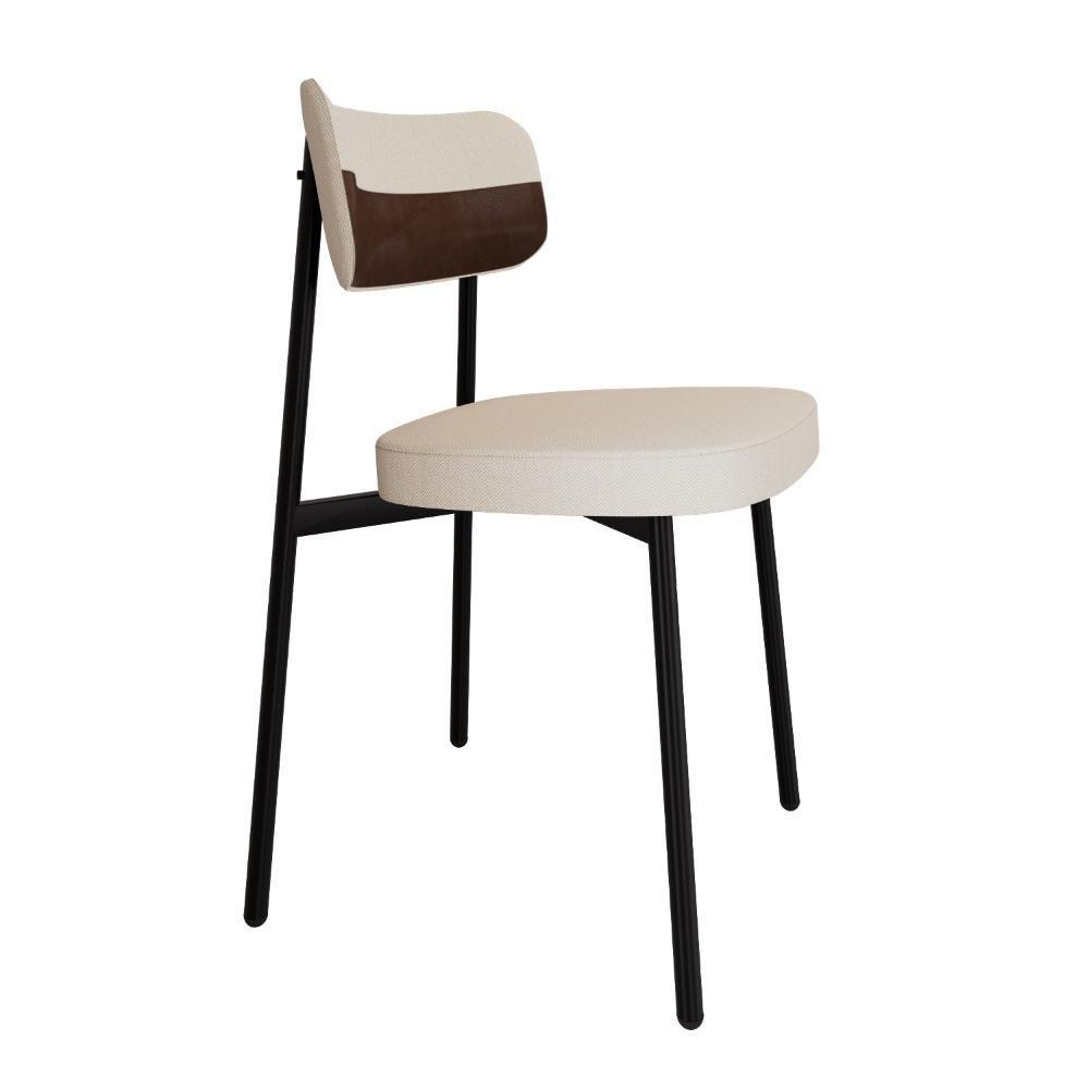 Cadeira Alloa Fixa Com 4 Pés 50 X 44,7 X 83,8 Cm Com 4 Un. Corriente Palha- Courino Whisky - 2