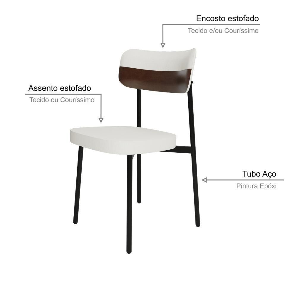 Cadeira Alloa Fixa Com 4 Pés 50 X 44,7 X 83,8 Cm Com 4 Un. Corriente Palha- Courino Whisky - 4