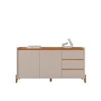 Conjunto Buffet Aparador Para Sala 3 Gavetas Lens Cedro Off White + Aparador Para Sala 2 Gavetas Lens Cedro Off White - 2