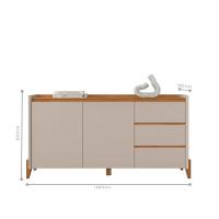 Conjunto Buffet Aparador Para Sala 3 Gavetas Lens Cedro Off White + Aparador Para Sala 2 Gavetas Lens Cedro Off White