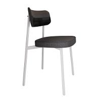 Conjunto 6 Cadeiras De Jantar Alloa Corriente Grafite- Courino Preto - Est. Branca - 2