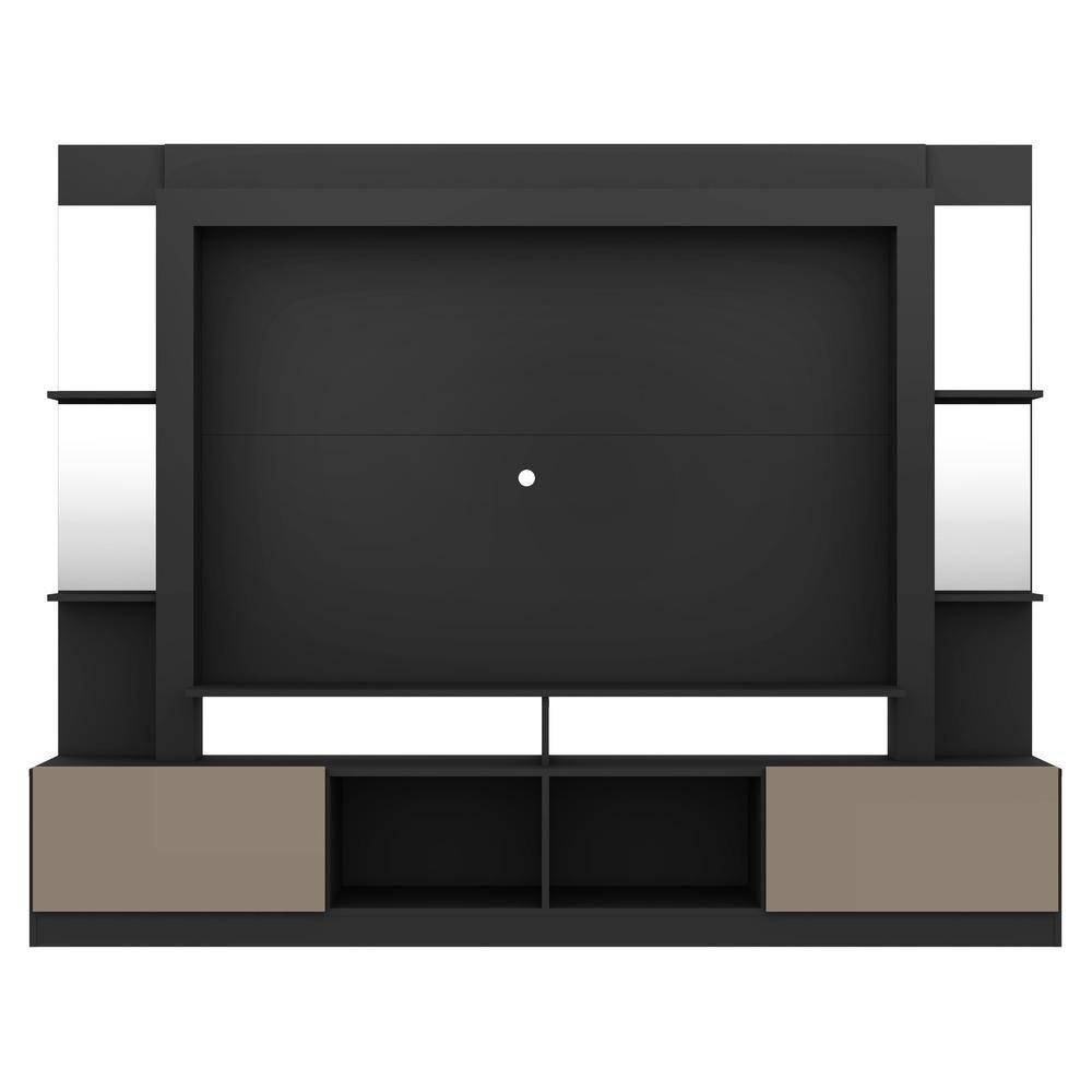 Rack com Painel Tv 65 Prateleiras com Espelho Oslo Preto - 1