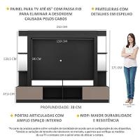 Rack com Painel Tv 65 Prateleiras com Espelho Oslo Preto - 8