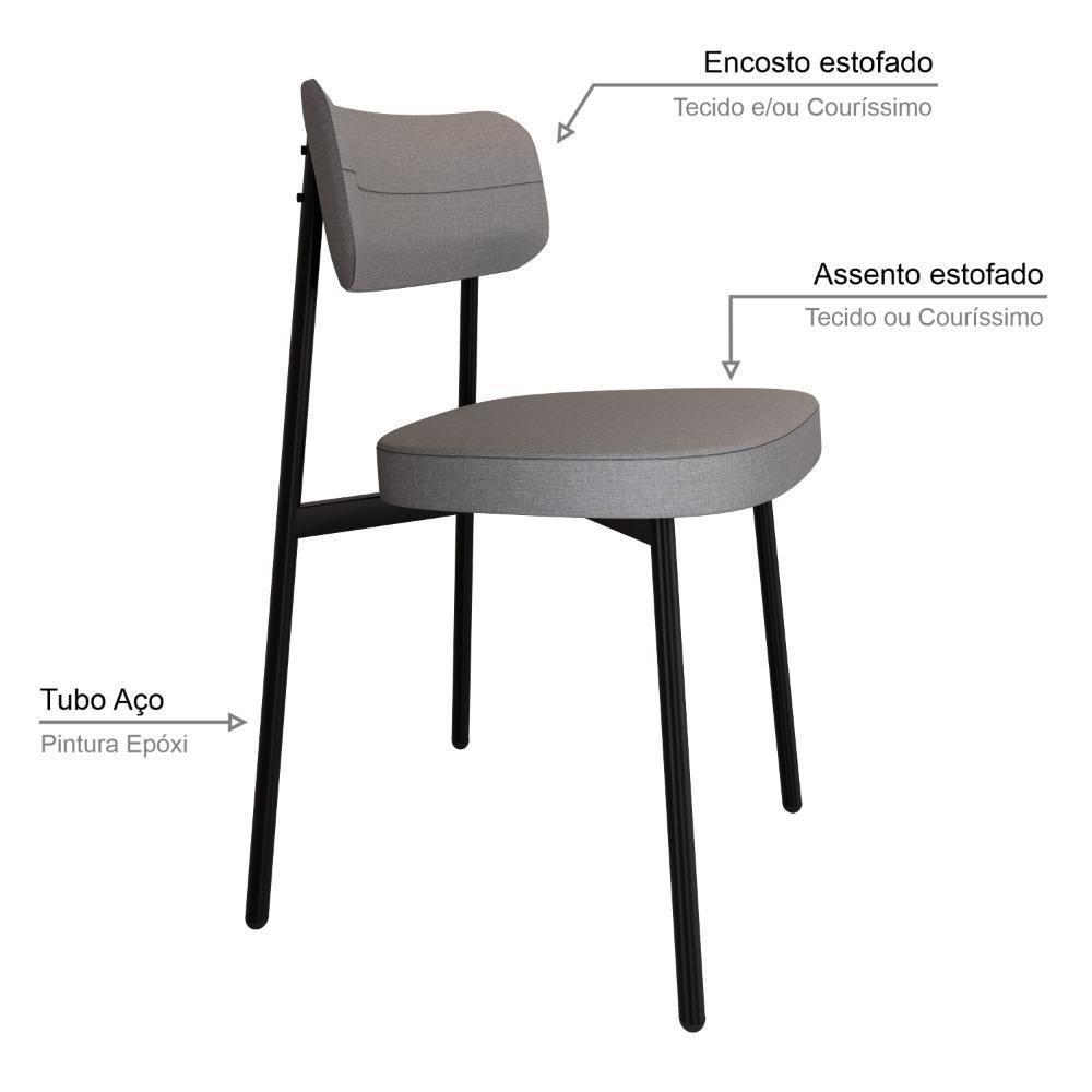 Conjunto 6 Cadeiras De Jantar Alloa Corriente Cinza Claro - Est. Preta Corriente - 4