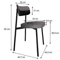 Conjunto 6 Cadeiras De Jantar Alloa Corriente Cinza - Courino Preto - Est. Preta - 7