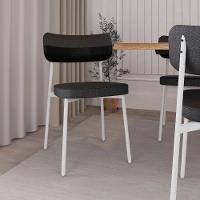 Conjunto 4 Cadeiras De Jantar Alloa Corriente Grafite- Courino Preto - Est. Branca - 3