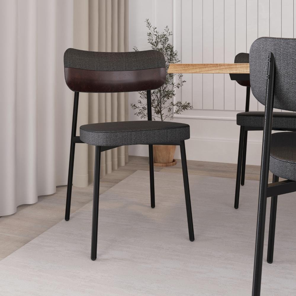 Conjunto 4 Cadeiras De Jantar Alloa Corriente Grafite- Courino Café - Est. Preta - 3