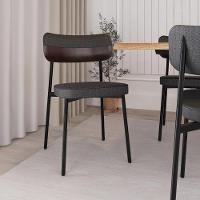 Conjunto 4 Cadeiras De Jantar Alloa Corriente Grafite- Courino Café - Est. Preta - 3